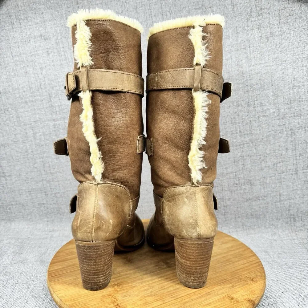 Gianni Bini Boots Women's Size 8 M Knee Suede Leather Faux Fur Lined
